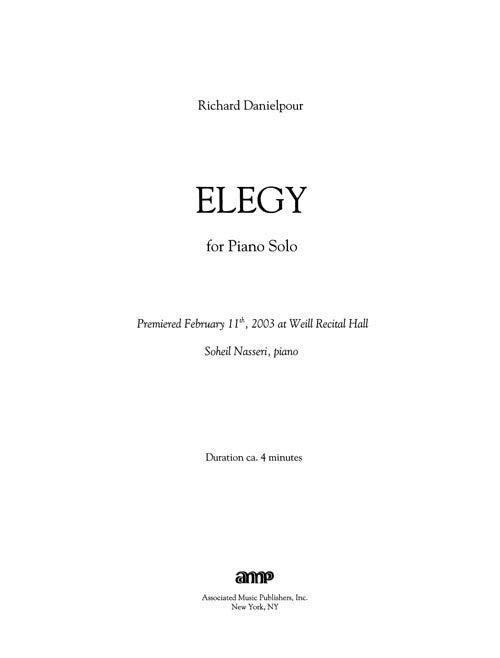 Elegy (for Solo Piano) - Digital (Not Printable)