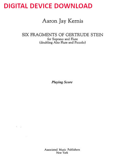 Six Fragments of Gertrude Stein for soprano and flute - Digital