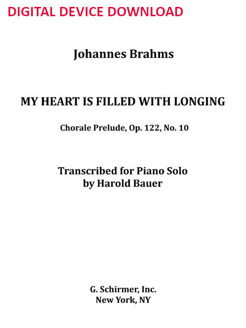 My heart is filled with longing, Op. 122, No. 10 - Digital (Not Printable)