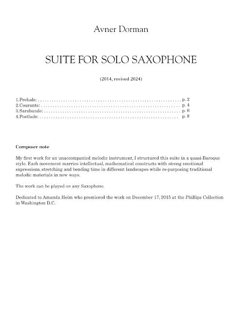 Suite for Solo Saxophone