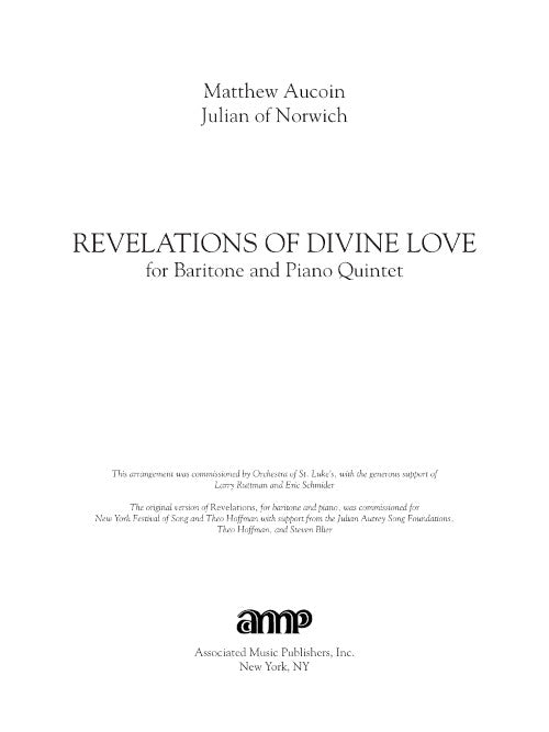 Revelations of Divine Love (for Baritone and Piano Quintet)