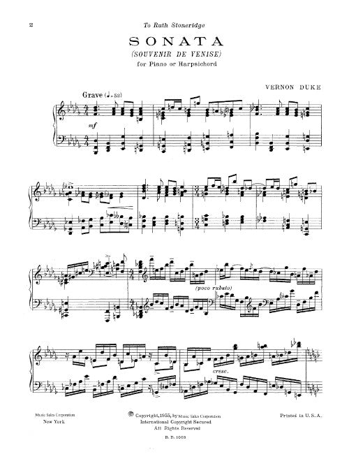 Sonata: Souvenir de Venise For Piano (or harpsichord)