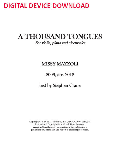 A Thousand Tongues (violin and piano version) - Digital (Not Printable)