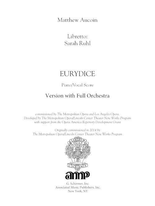 Eurydice vocal score (version with full orchestra) - Digital