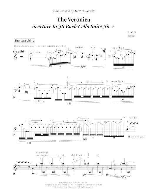 The Veronica (Overture to J.S. Bach's Cello Suite No. 2) for solo cello - Digital