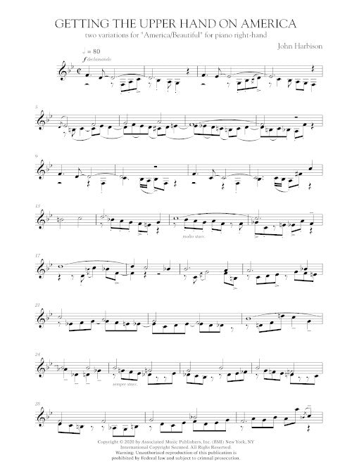 Getting the Upper Hand on America (Two Variations for America/Beautiful) for piano right hand