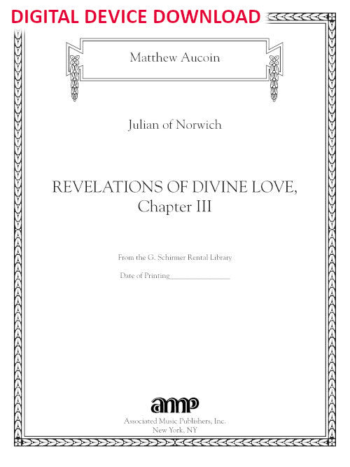 Revelations of Divine Love, Chapter III for Baritone and piano - Digital