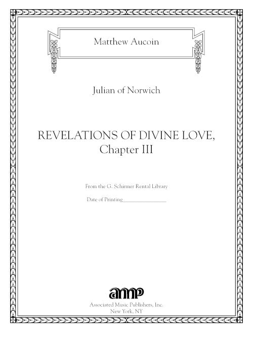 Revelations of Divine Love, Chapter III for Baritone and piano