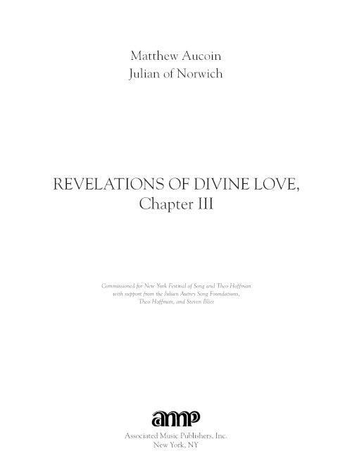 Revelations of Divine Love, Chapter III for Baritone and piano - Digital