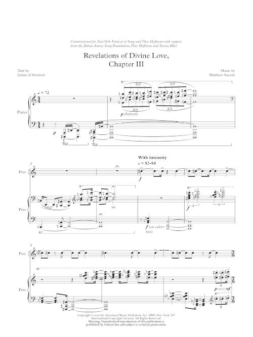 Revelations of Divine Love, Chapter III for Baritone and piano