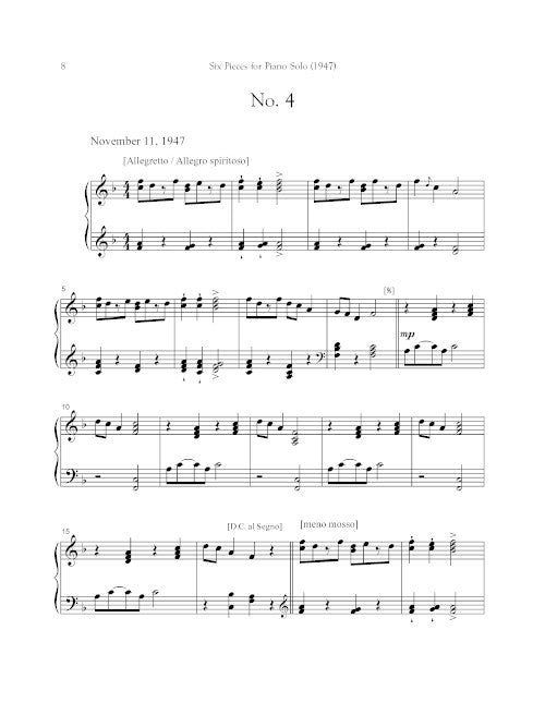 Six Pieces for Piano Solo - Digital