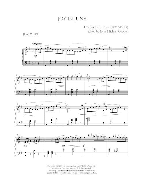 Joy in June for piano - Digital (Not Printable)