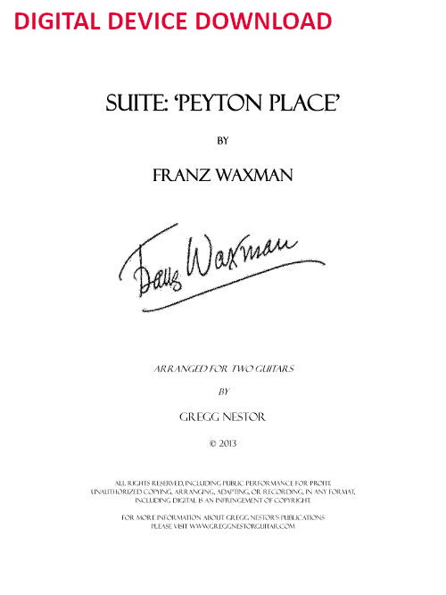 Peyton Place: Suite (for guitar duo) - Digital (Not Printable)