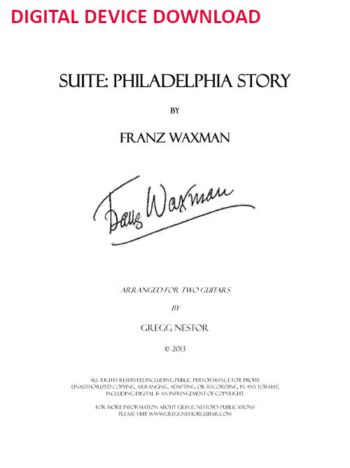 The Philadelphia Story: Suite (for guitar duo) - Digital (Not Printable)