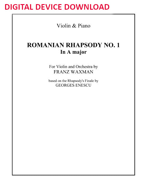 Romanian Rhapsody No. 1 (for violin and piano) - Digital (Not Printable)