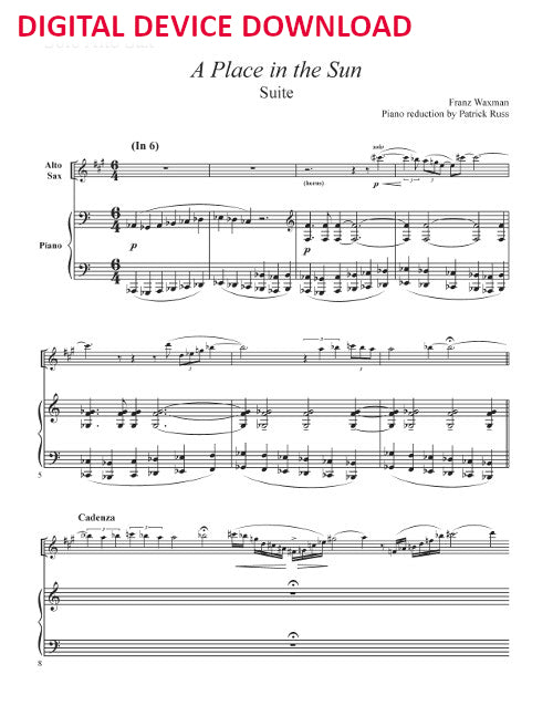 A Place in the Sun: Suite (for alto saxophone and piano) - Digital (Not Printable)