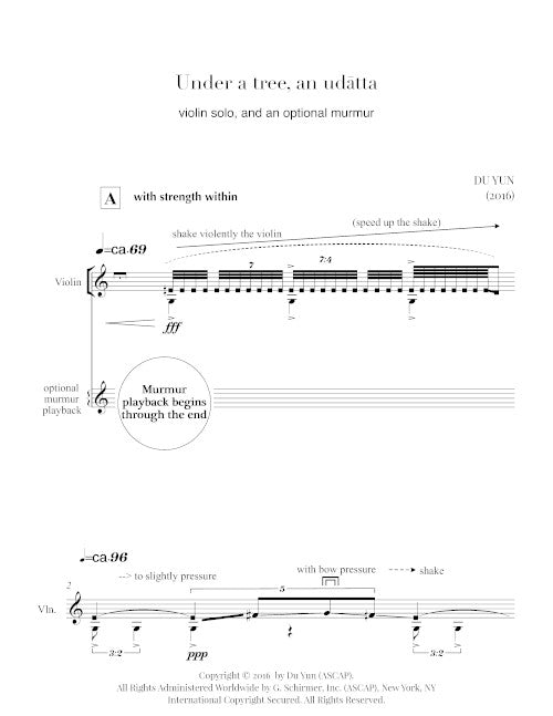 Under a tree, an udātta (for violin with optional recording)