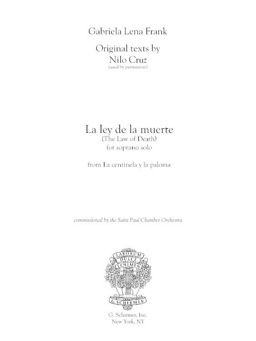 La ley de la muerte (The Law of Death) for soprano