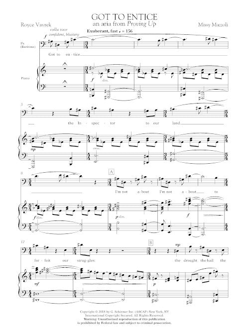 Three Arias from Proving Up (for baritone and piano) - Digital