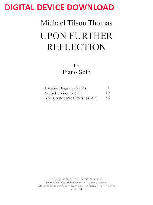 Upon Further Reflection (for piano) - Digital