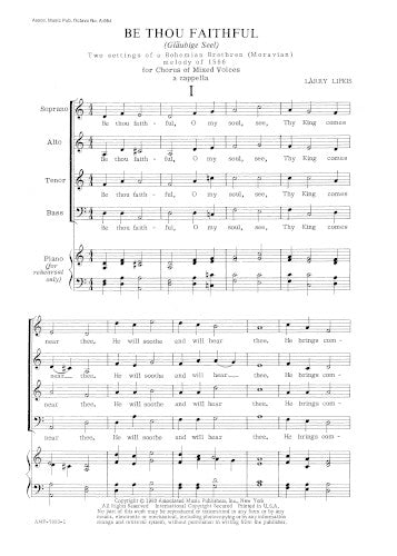 Be Thou Faithful (Gläubige Seel, for SATB chorus)