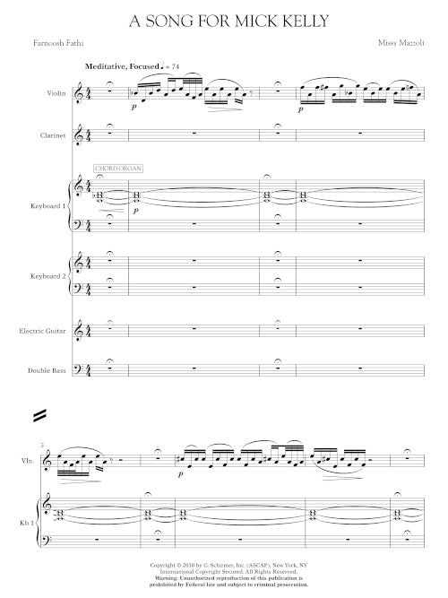 A Song for Mick Kelly for voice and ensemble - Digital (Not Printable)