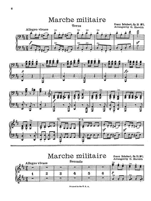 Marche Militaire, Op. 51 No. 1 (1 piano, 6 hands)