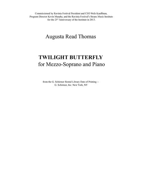 Twilight Butterfly (for mezzo-soprano and piano)