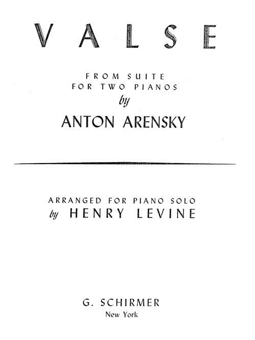 Valse (from Suite No. 1), arr.